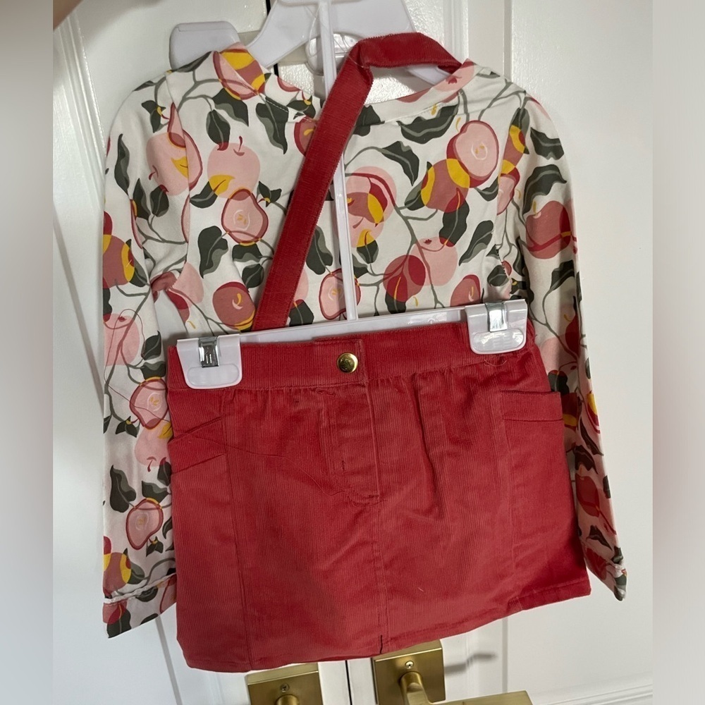 Max Studio Kids toddler outfit top velvet skirt and berry crossbody handbag 3t